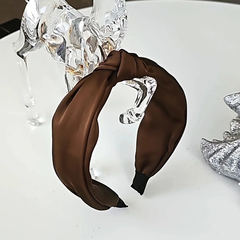NWOT Brown Satin Soft Top Knot Headband